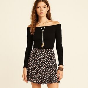 Free People Floral Viscose Mini Wrap Skirt – NWT